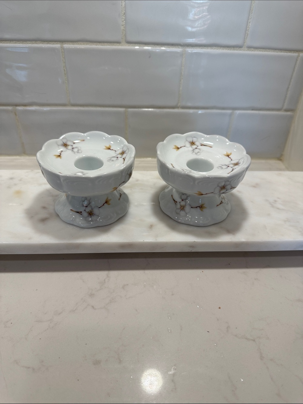 Vintage Royal Porzellan KPM Bavaria.Candle Holders. Blossom pattern Cottage Core
